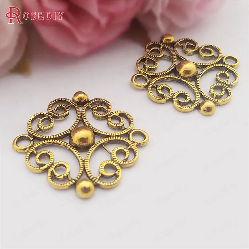 (F646)10 pieces 31x33mm Antique Gold Zinc Alloy Connector Charms Diy Jewelry Findings Accessories Wholesale