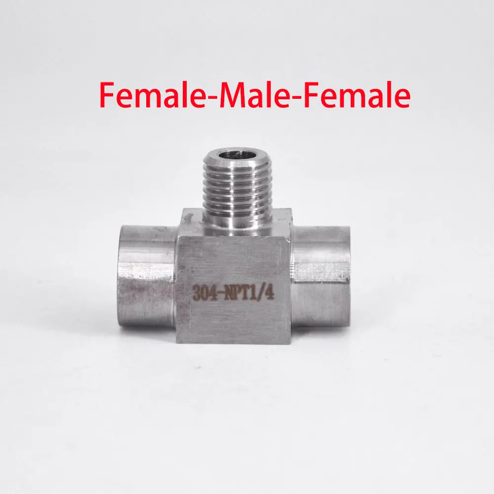 1/8" 1/4" 3/8" 1/2" BSP NPT Weiblich Männlich T-Stück 3 Wege 304 Edelstahl Rohrverschraubung Anschluss Splitter Block Hochdruck – Detail 3