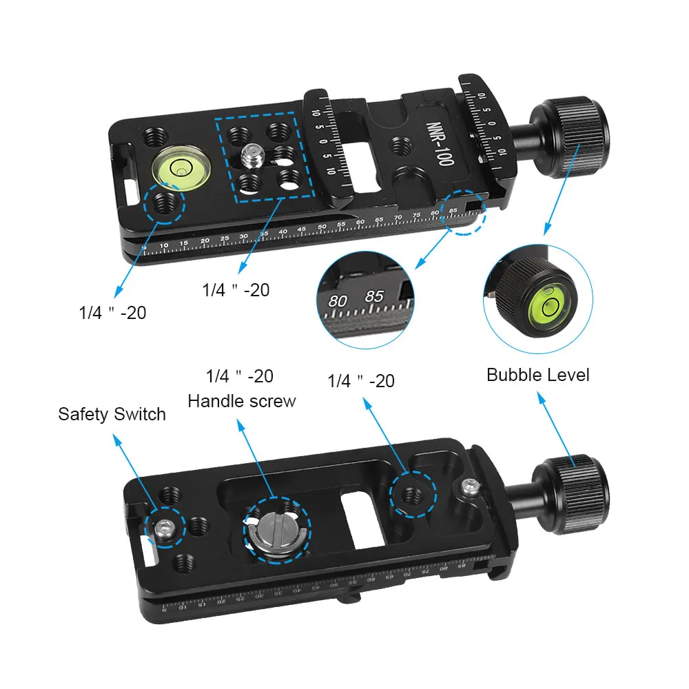 KIMRIG 100mm Long Camera Slide Rail piastra a sgancio rapido Kit morsetto per binario morsetto Dslr a doppio uso per treppiede Dslr Arca con piastra di tiro