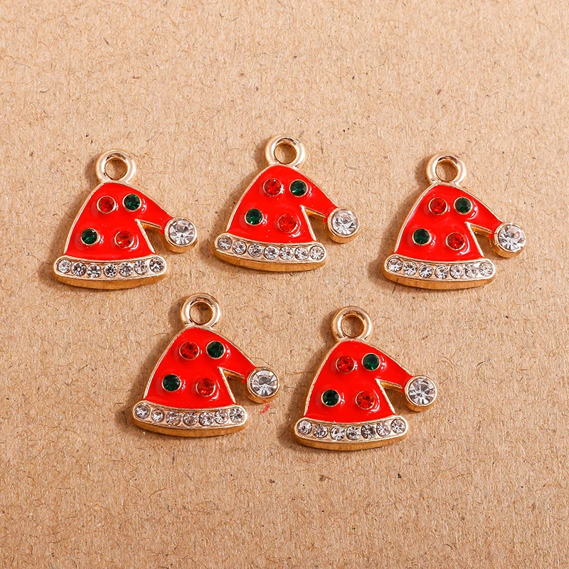 10 Stück Mix süße Emaille-Weihnachtsanhänger für die Schmuckherstellung, Weihnachtsbaum, Hirschglocke, Charms-Anhänger für Halsketten, Ohrringe, Geschenke – Detail 19