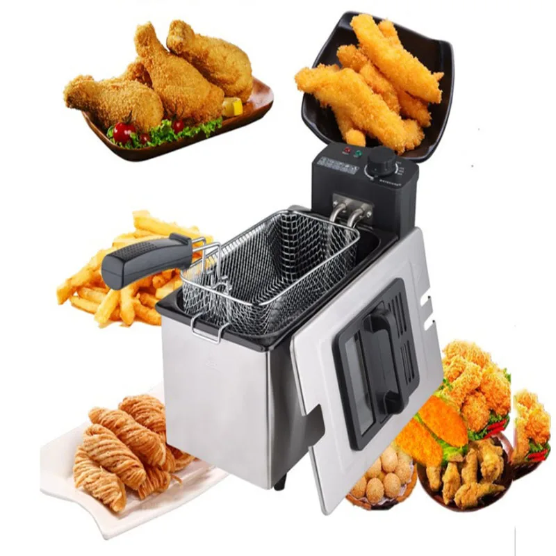 220V/2000W Stall Fried Skewer Fryer 3L Automatic Electric Fryer WJ-800 Household French Fries Electric Fryer Oil