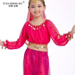 Children Oriental Belly Dance Costume Top Competition Kid Outfits Girls Indian Short/Long Sleeves Top Bellydance Accessories Top