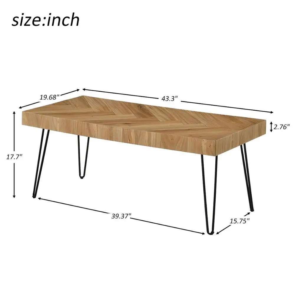 Modern Coffee Tea Cocktail Table 43.3x19.7x17.7Inch Multifunction Easy Assembly for Living Room Office Store Glossy Finished Oak