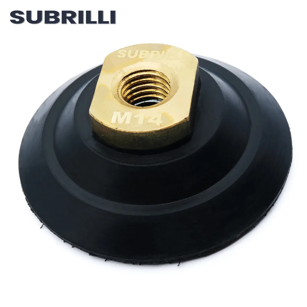 

SUBRILLI 3" Rubber Backer Pad for Diamond Polishing Pad M14 5/8-11 Thread 75/80mm Rubber Based Backing Holder for Angle Grinder