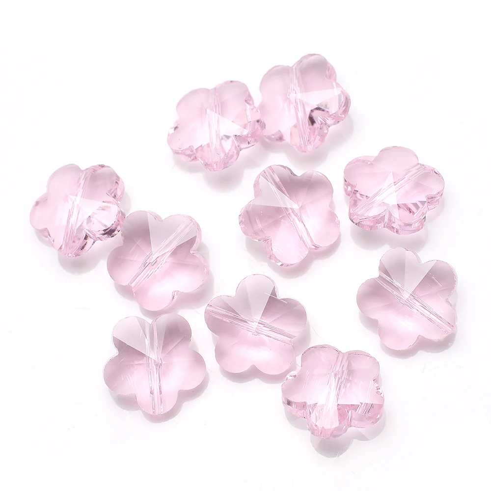 20Pcs/Lot Glass Plum blossom Shape Beads With Vertical Hole 14mm Red Crystal Pendant For DIY Making Charms Jewelry Accessories