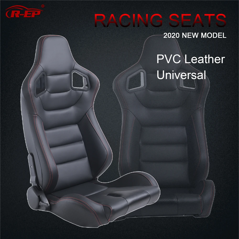 R-EP Universal Racing Seat for Tuning Sport Car Simulator Bucket Seats Adjustable Black PVC Leather XH-1041-BK