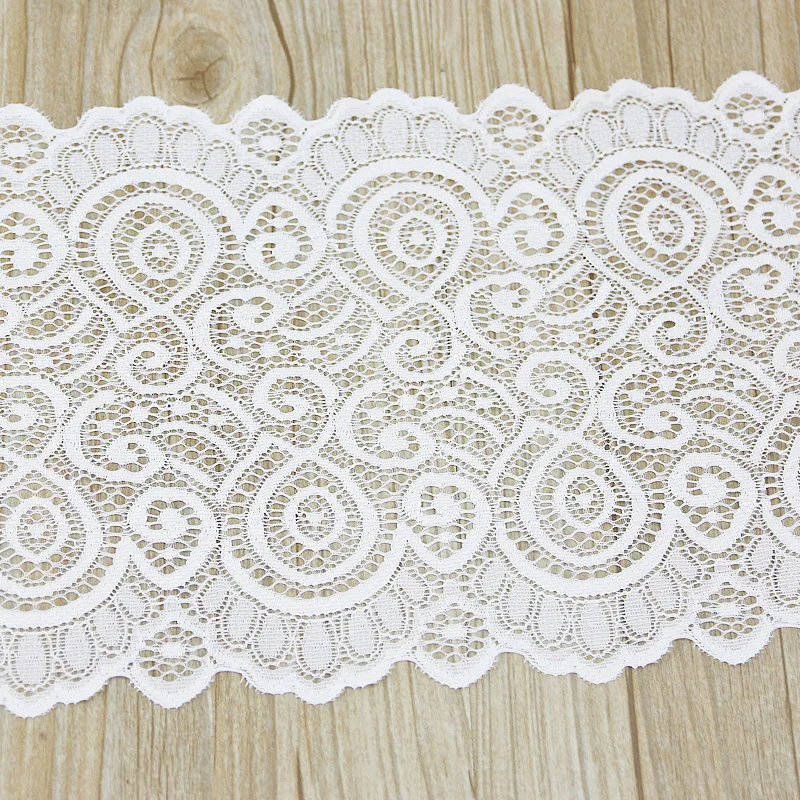 (3 Meters) 18cm White Elastic Lace Fabric French Hollow Underwear Stretch Laces Trim DIY Clothing Design And Production