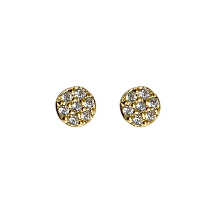 HI MAN-pendientes de plata de ley 925 chapados en oro Real para mujer, aretes pequeños de cristal japonés, joyería de cumpleaños, 14K