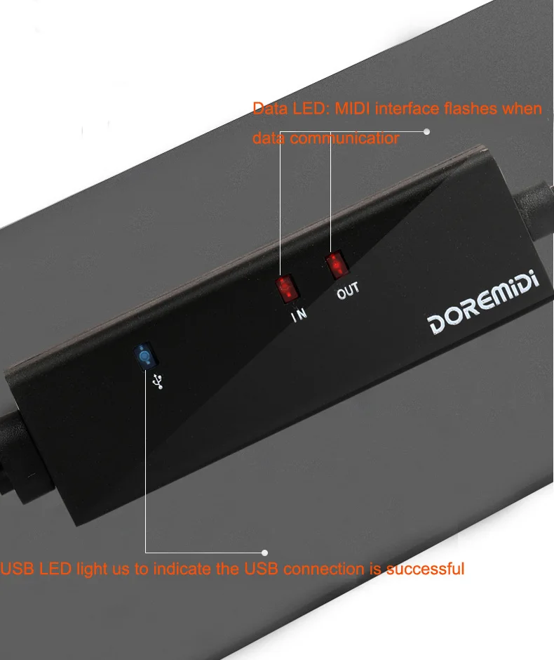 Cable MIDI de 5 pines macho A USB tipo C, convertidor USB MIDI con luz indicadora para MacBook y Android