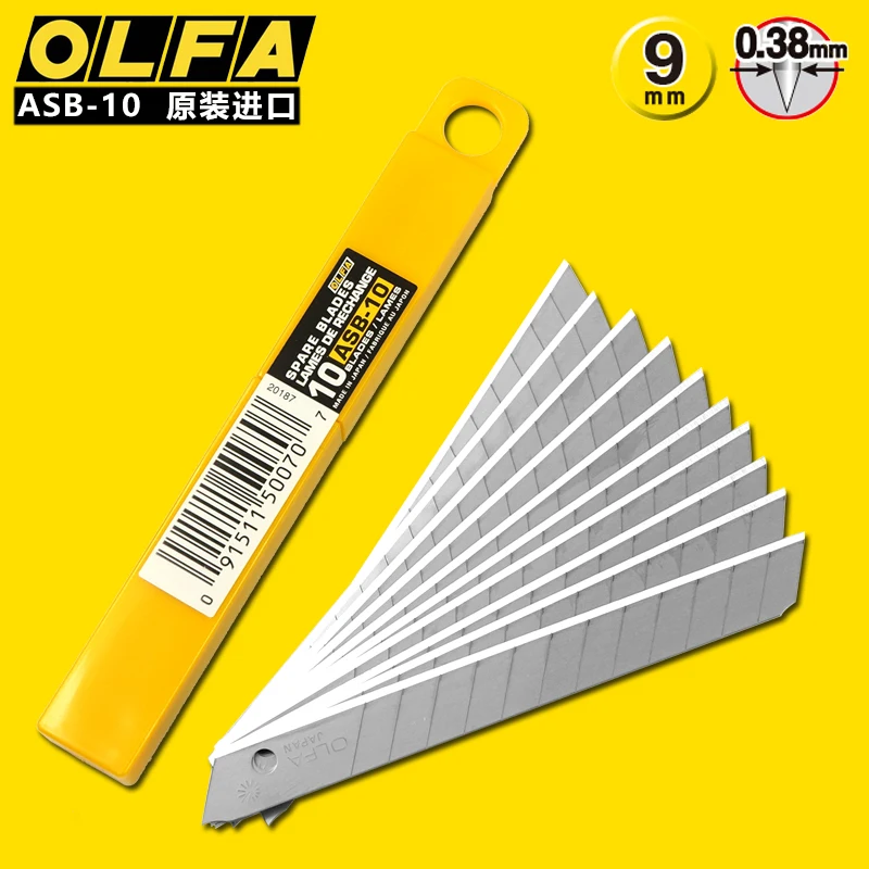 10pc-Pack ASB-10 OLFA Knife SnapOff Blade Lame Signage Vinyl Cardboard FOR OLFA 18O S S/20 A A-2 A-3 SVR-1 PA-2 5-5 XA-1 DA-1