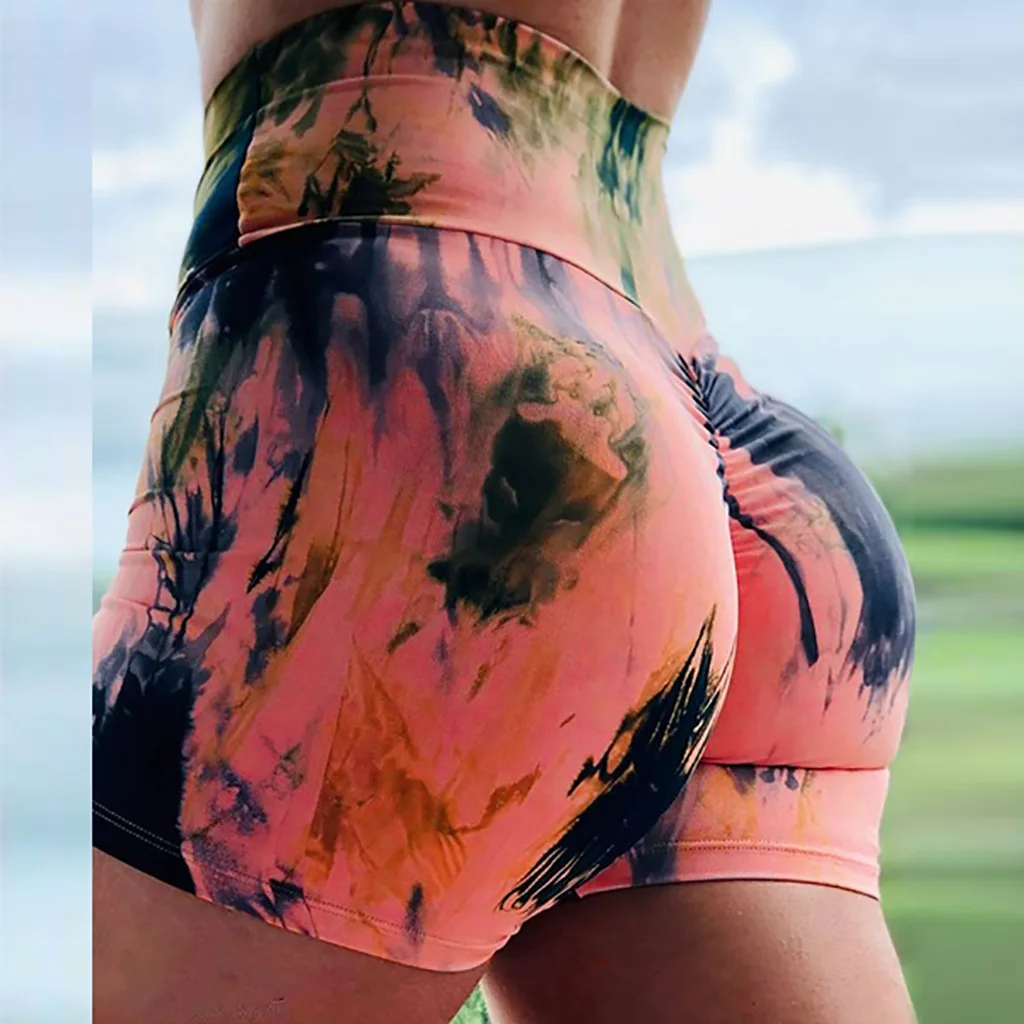 2023 Women Sports Shorts Gradient Print Basic Slip Bike Shorts Energy Seamless Shorts Compression Workout Leggings Yoga Shorts