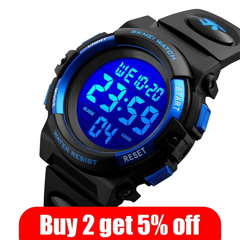 2020 SKMEI Multifunctional Chronograph Sport Watches Children LED Digital Watch 5Bar Waterproof Kids Wristwatches For Boys Girls