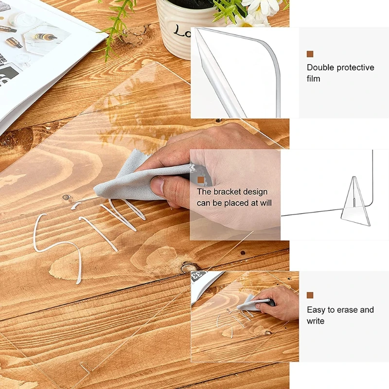 Acrylic Memo Tablet Erasable Board Whiteboard Kitchen Menu Libraries For Doing List For Office Schedules Marker Pen 1set