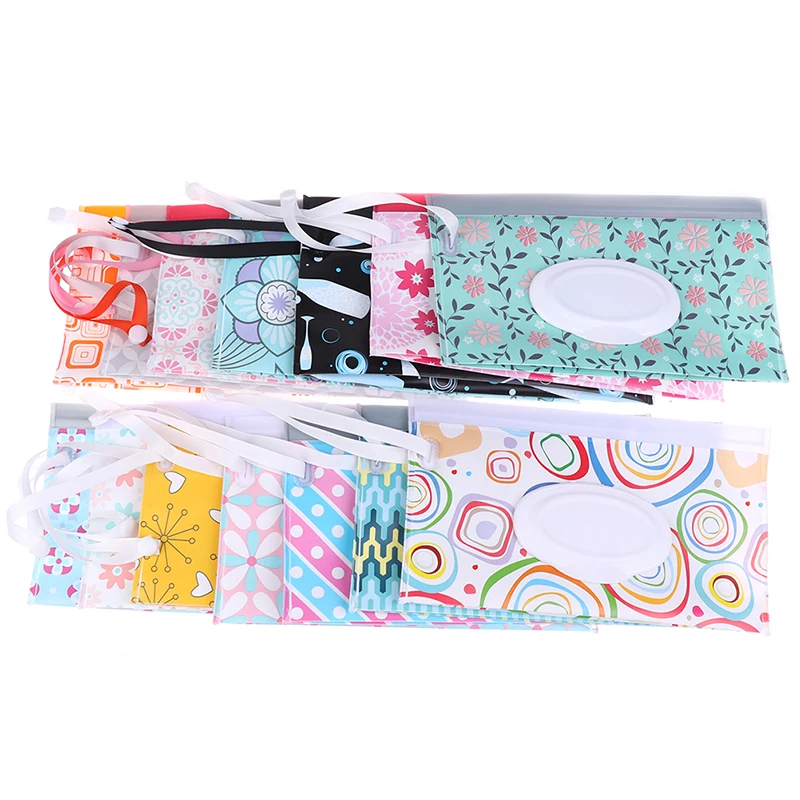 1PC Eco-Friendly Baby Wipes Box Wet Wipe Box Cleaning Wipes Carrying Bag Clamshell Snap Strap Wipe Container Case