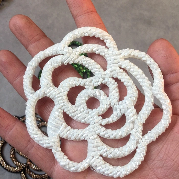 Hollow rose hand-stitched beaded applique DIY handmade beaded nail drill beads clothing shoes and hats accessories
