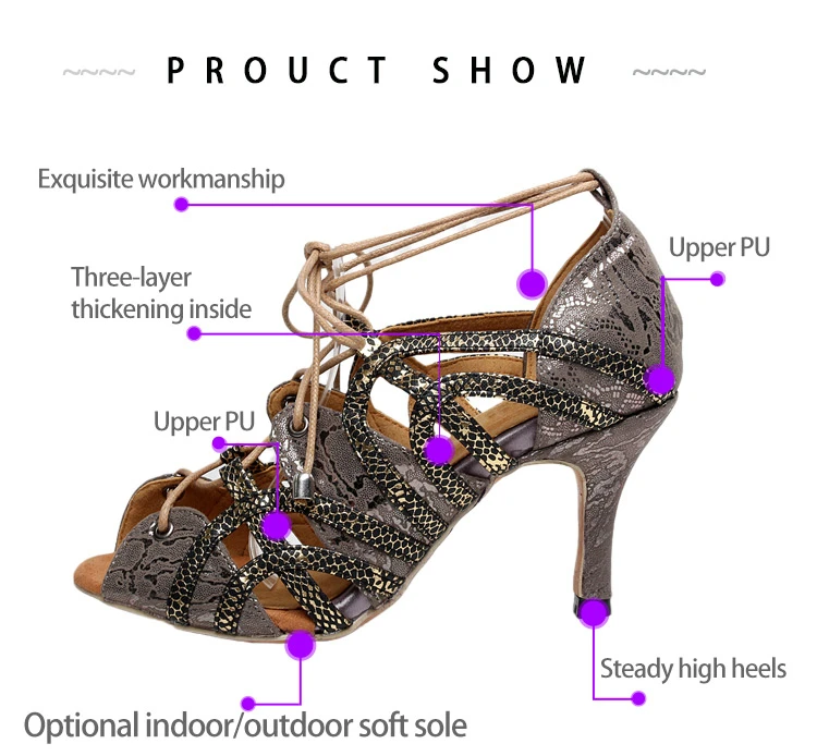 Elegantes zapatos de baile latino para mujer, sandalias aterciopeladas de tacón alto, estilo moderno, Jazz, Salsa, interior y exterior