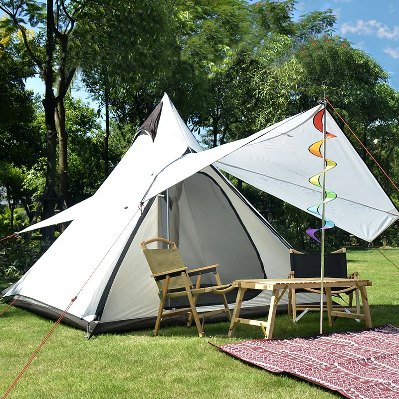 

Quick Build Tent For Outdoor Camping, With Front Hall Shade, Rainproof, Climbing 3-4 People