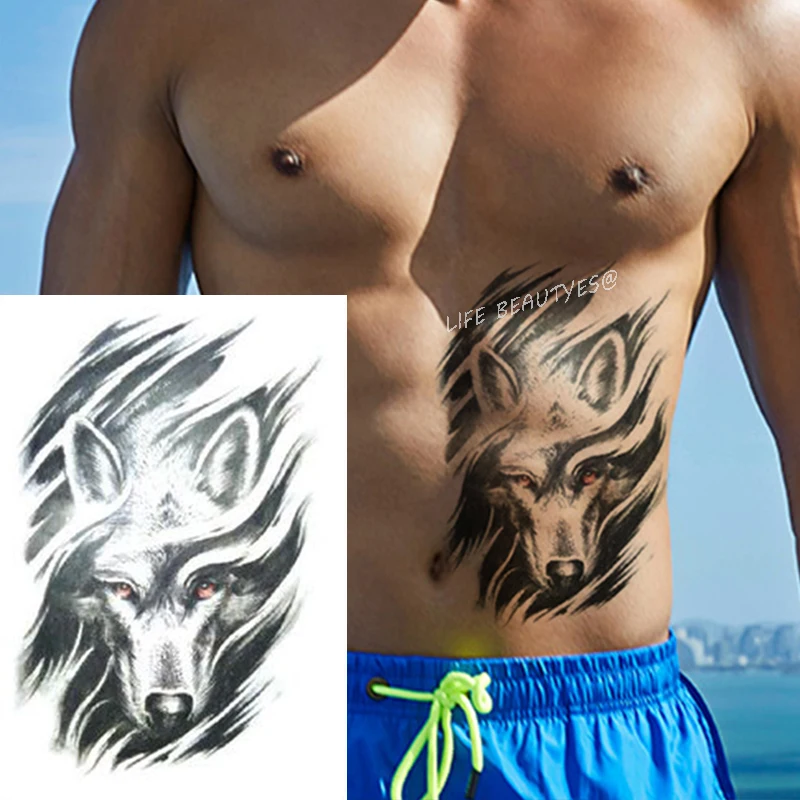 Waterproof Temporary Tattoo Sticker Wolf Lion Tiger Bear Flash Tattoos Women Leopard Crown Body Art Arm Fake Tatoo Men