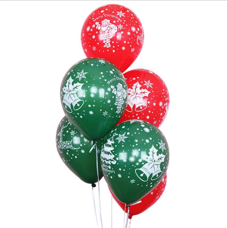 20 Christmas Decoration Balloons Red Green Latex Balloons Christmas Tree Elderly Snowflake Pattern Holiday Party Decorations