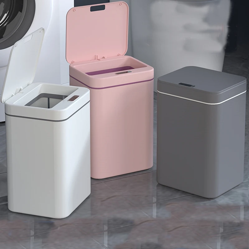 

16L/14L Home Smart Trash Can Automatic Inductive Kitchen Trash Can Living Room Bathroom Bucket Garbage Silent Trash Free Shippin