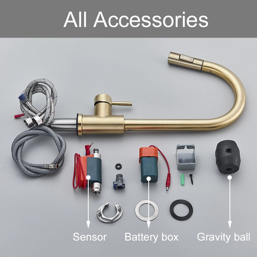 Pull Out Sensor Gold Kitchen Faucet  Sensitive Touch Control Faucet Mixer For Kitchen Touch Sensor Kitchen Mixer Tap