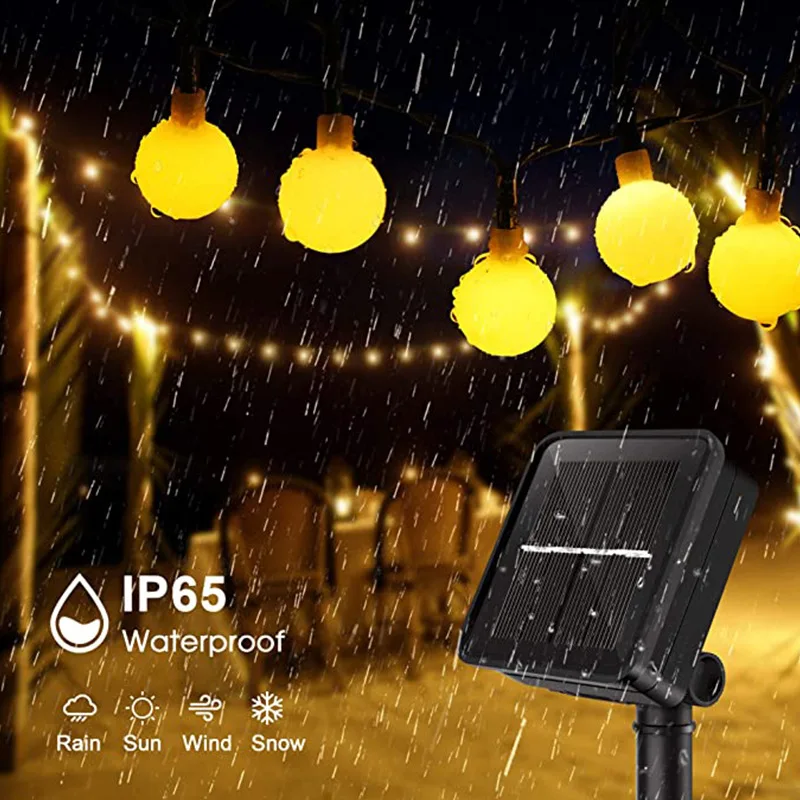 Solar Panel Fairy Light 10M Garland LED Ball String Light Christmas Bulb Fairy String Lights for Home Wedding Party Decoration