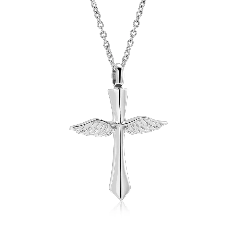 

Clearance Sale Angel Wing Cross Urn Necklace for Ashes Memorial Keepsake Holder Cremation Jewelry for Women Men