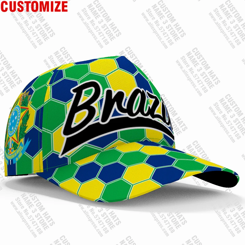 Brazil Baseball Cap Free 3d Custom Made Name Number Team Logo Br Diy Hat Bra Country Travel Portugal Nation Brasil Flag Headgear