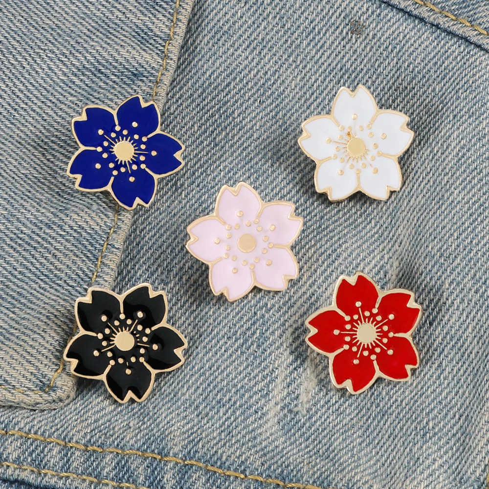 Sweet Cherry Blossom Flower Brooch Japanese Sakura Enamel Pins BackPack Collar Button Lapel Pin Badge Women Jewelry Female Gift