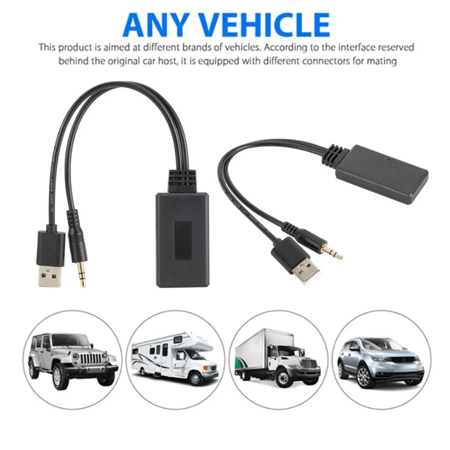 Bluetooth  2020 Universal Car Wireless Bluetooth Receiver USB 3.5MM Aux Media Bluetooth 5.0 Music Player Audio Adapter for BMW