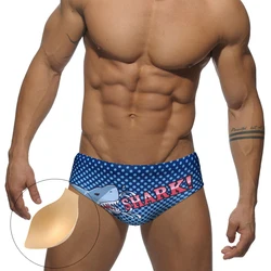 Sexy Mens Bathing Suit Low Waist Beach Surfing Swimwear Nylon Quick Dry Swim Briefs Fashion Male Sport Pouch Pad Board Shorts
