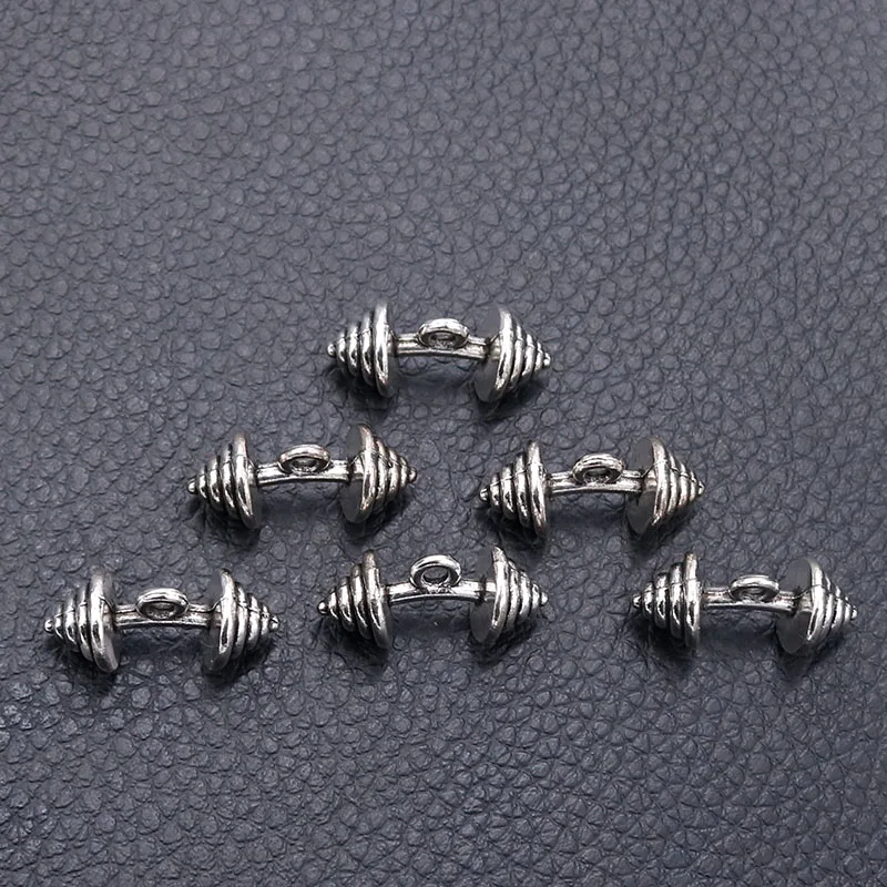 8pcs/lot Silver Plated 3D Dumbbell Charm Metal Pendants DIY Necklaces Bracelets Jewelry Handicraft Accessories 21*9mm P479