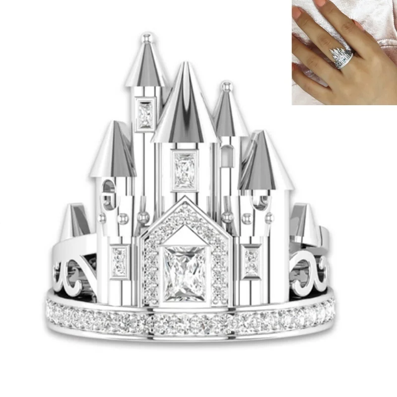 Creative women exquisite princess castle modeling wedding romantic ring girl birthday Valentine's day gift jewelry wholesale