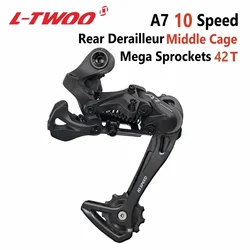 LTWOO A7 1X10s rear derailleur 10v 2X10s mid cage compatible with 11-40T and 11-42T cassette, compatible with NX, GX shifter,