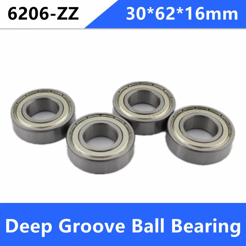 10pcs/lot 30x62x16mm 6206ZZ 6206Z 6206 Z ZZ Bearings 30*62*16mm Double metal cover Deep Groove Ball bearing