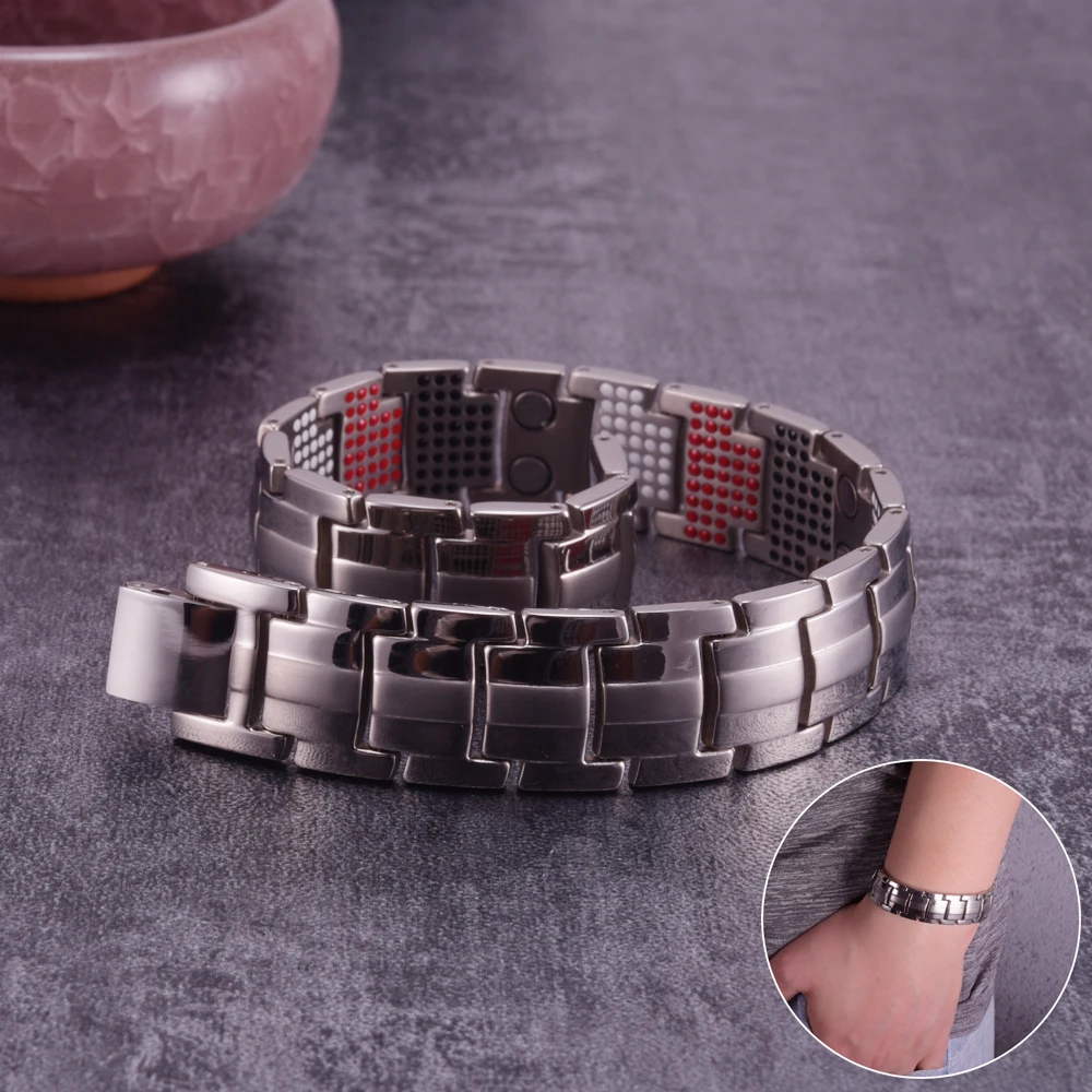 Pulsera magnética de titanio para hombres, brazalete magnético de titanio puro para artritis, cadena de eslabones, germanio