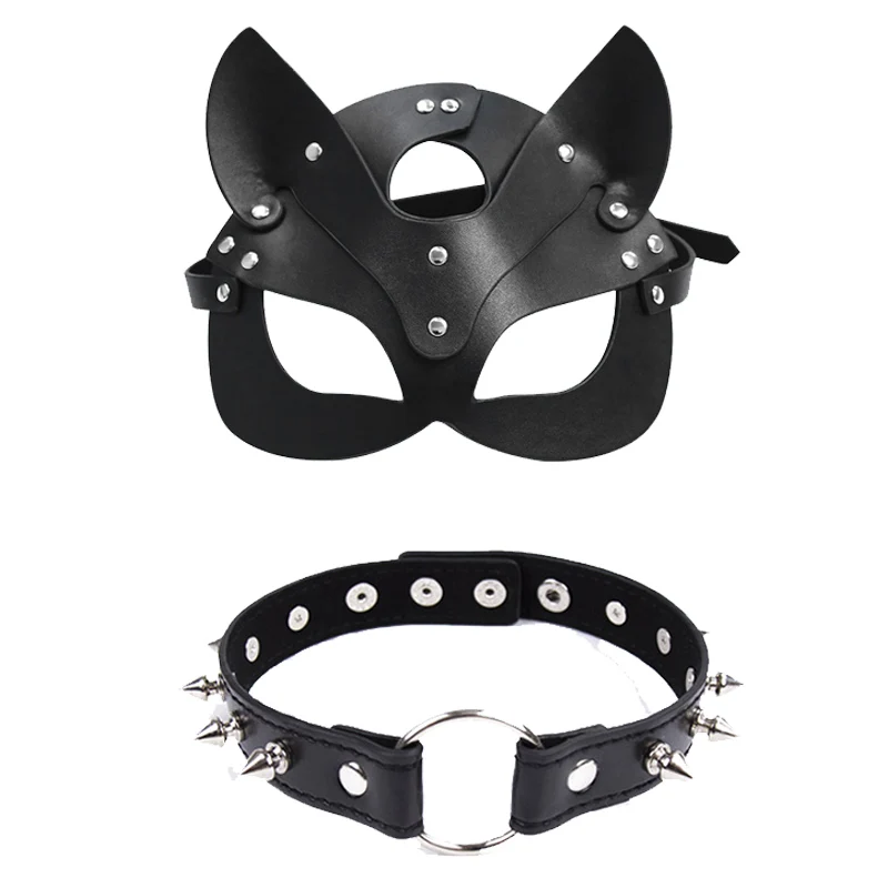 Sexy Leather Cosplay Cat Masks Women Bdsm Bondage Collar Fetish Halloween Masquerade Carnival Party Sex Toys for Couples Women