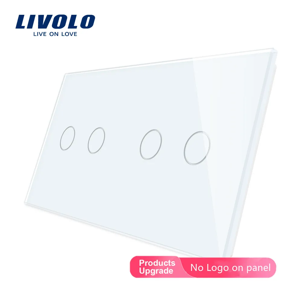 Livolo Luxury White Pearl Crystal Glass,151mm*80mm, EU Standard, Double Panel VL-C7-C2/C2-11