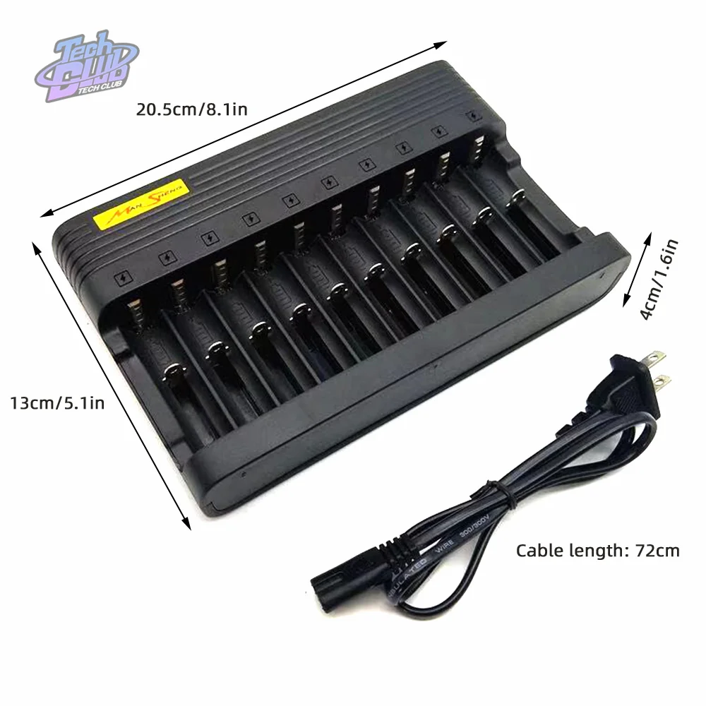 18650 Battery Charger EU 10slots Lithium Charge14500 16350 18500 USB Output Li-ion Rechargeable Battery Charger Power Supply