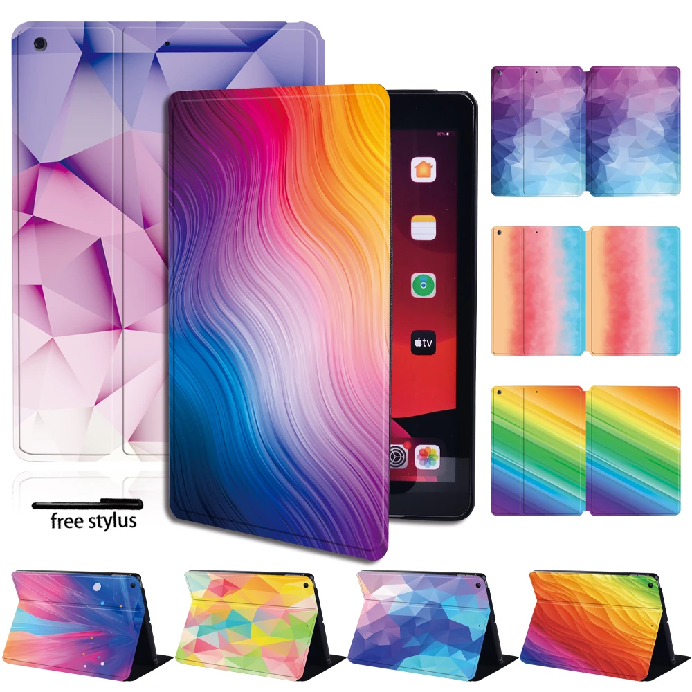 

For Apple Ipad 8 2020 8th Gen Tablet Case PU Leather Protective Case + Free Stylus