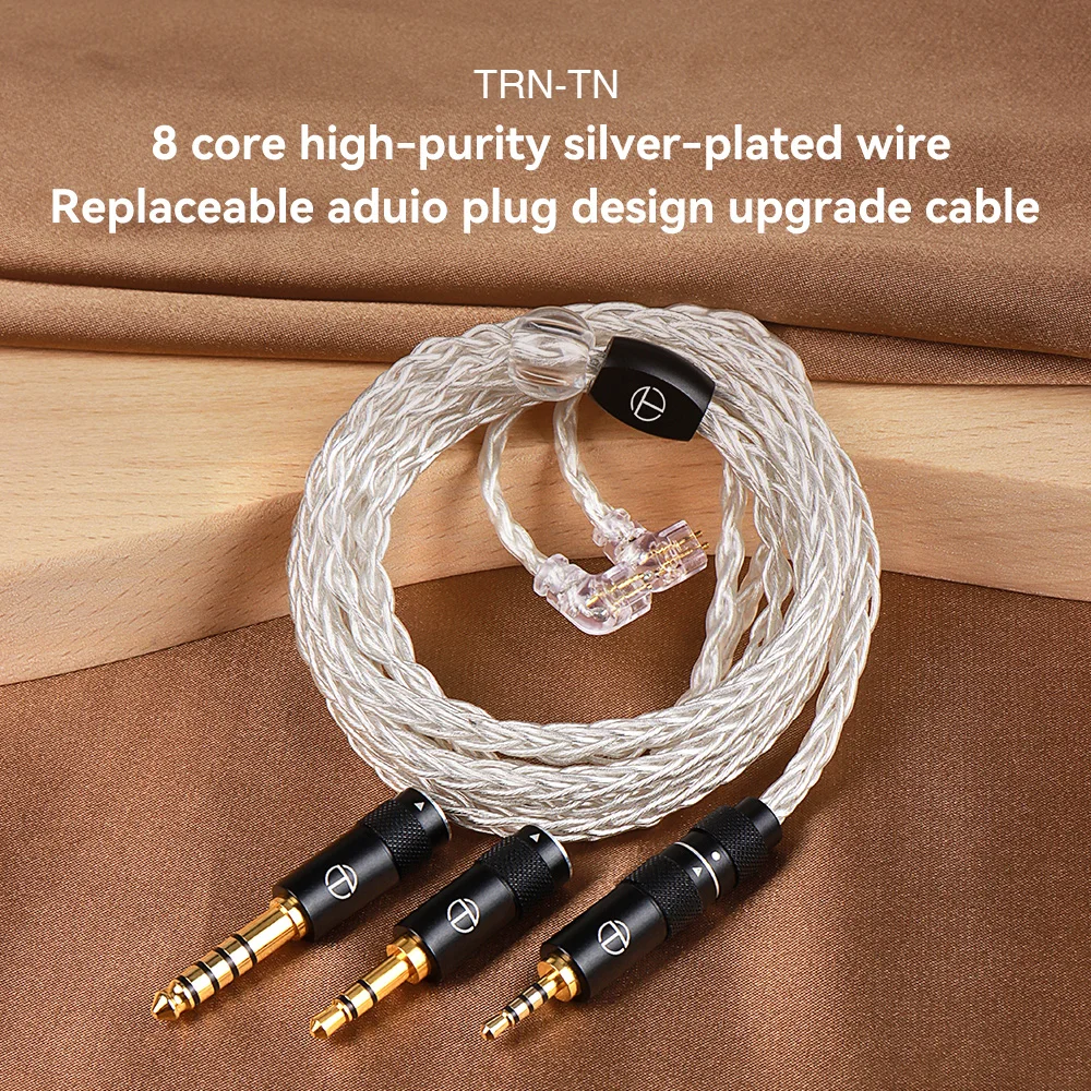 TRN TN 8 Core High-Purity Oxygen Copper + Silve Replaceable Aduio Plug Design HIFI Upgrade Cable Connector For TRN MT4 MT1max