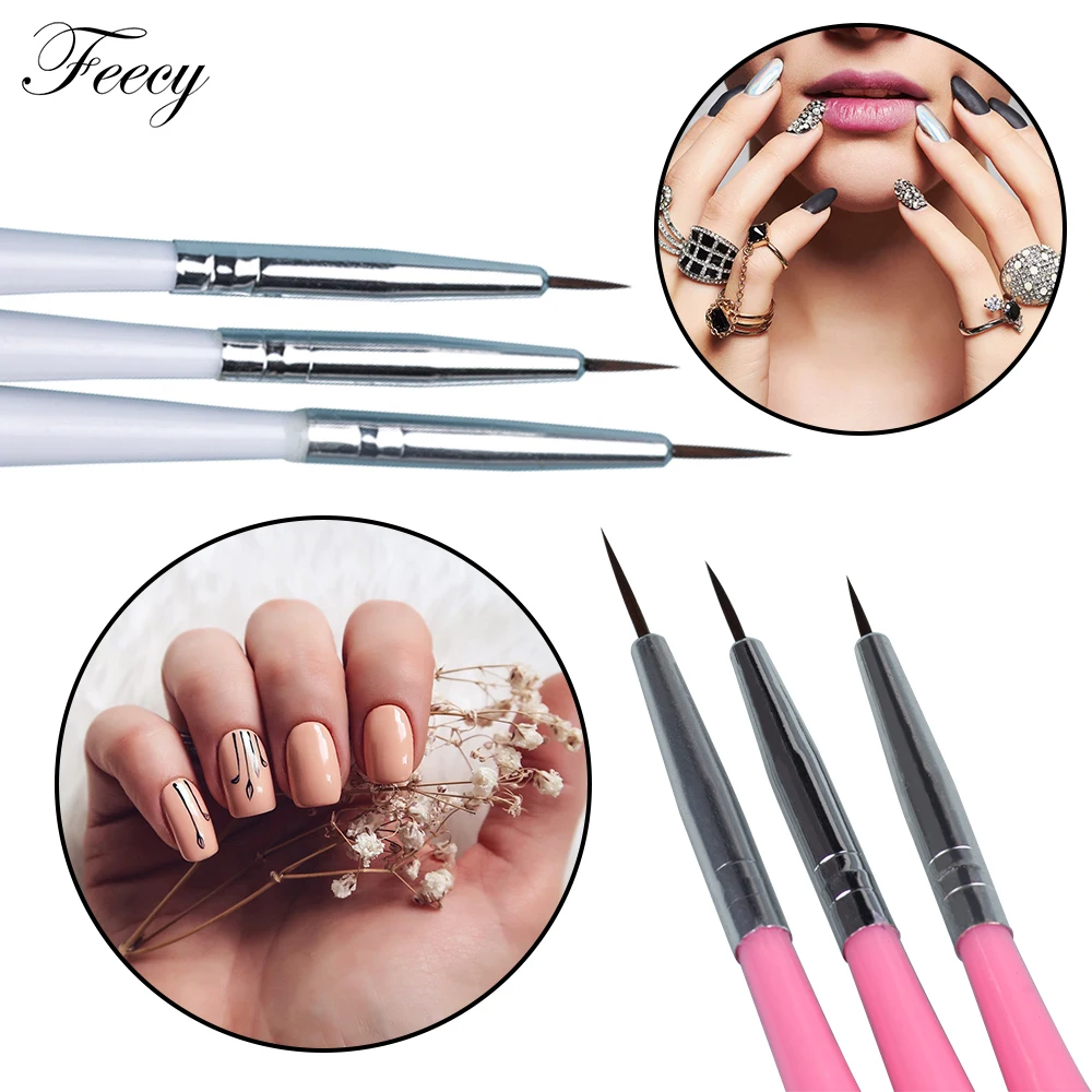 3pcs UV Gel Brush Liner Painting Pen for Manicure Drawing Carving Pen Acrylic Nail Art Line Tips Brushes Pencel Nail Art Tools