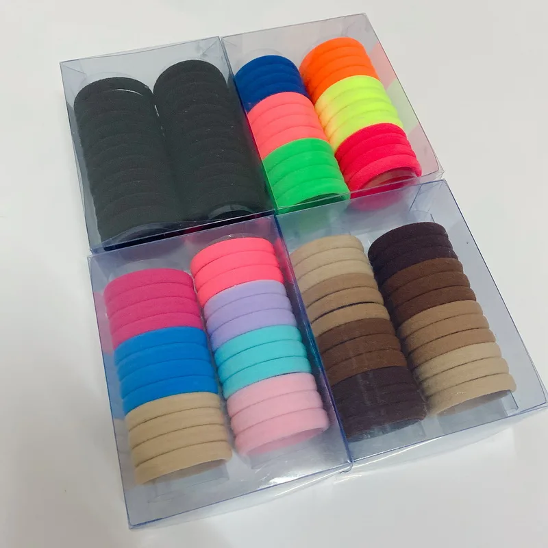 24pcs/set Women Elastic Hair Bands Girls Balck Hair Ring Gum Kid Colorful Nylon Headband  Ponytail Holder Scrunchie wholesale