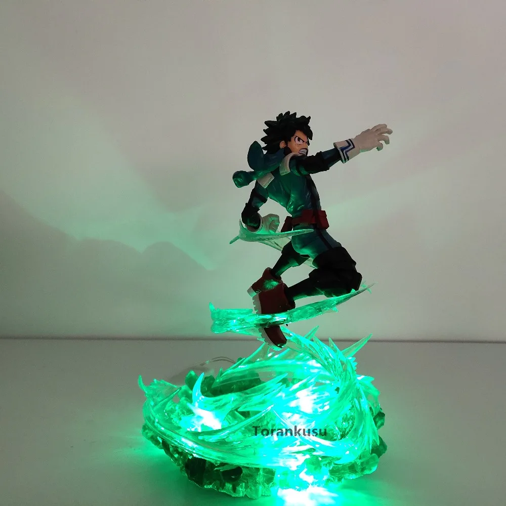 My Hero Academia Anime Figures Bakugou Katsuki VS Midoriya Izuku Action Figures Led Toy Boku no Hero Academia Battle Decor Scene