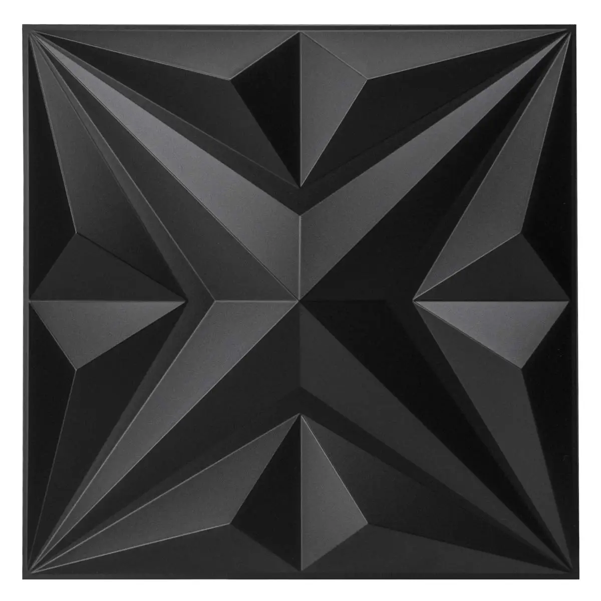 50x50cm Plastic 3D Wall Panels Star Textured Black for Living Room Bedroom TV Background Ceiling Pack of 12 Tiles