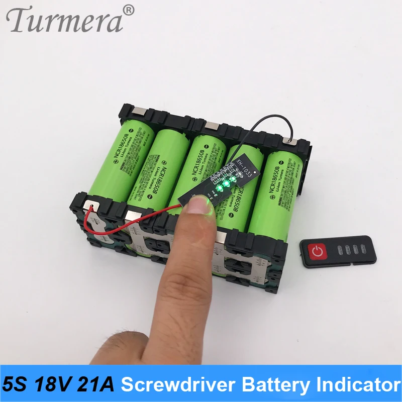 

Turmera 5S 21V 18V Battery Capacity Indicator LED Display for 5S1P 5S2P 18650 Lithium Batteries Electric Drill Screwdriver Use A