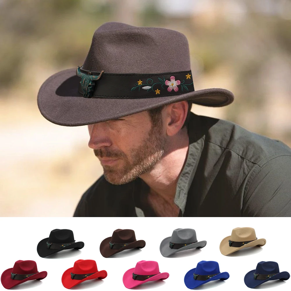 3 Sizes Parent-child Men Women Kids Western Cowboy Hats Wide Brim Panama Sunhats Fedora Caps Trilby Jazz Sombrero Travel Party