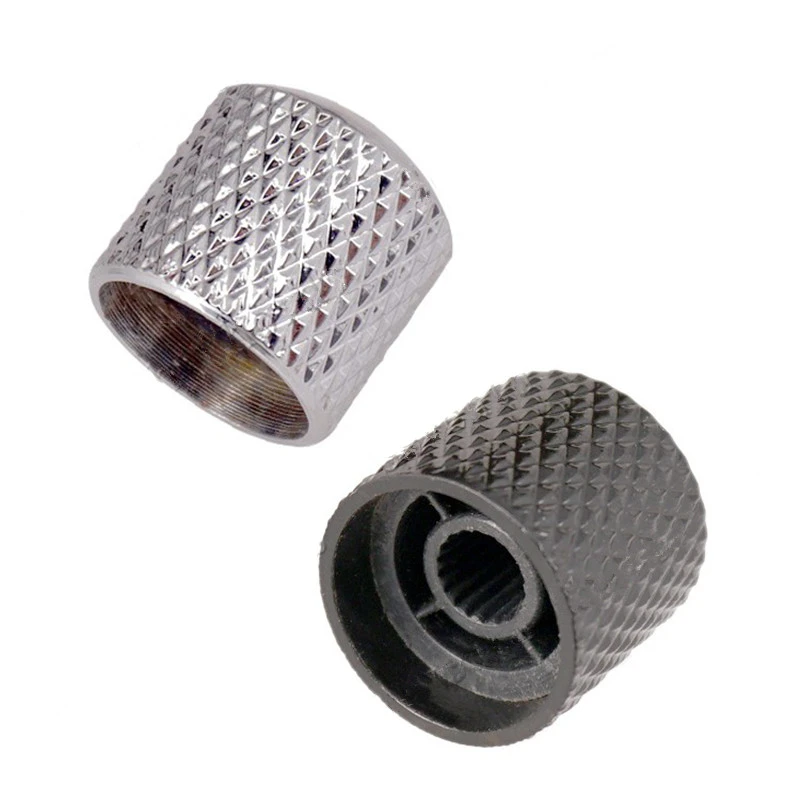 4Pcs Elektrische Gitarre Bass Knopf Pedal Schwarz Silber Metall Potentiometer Hut Gitarre Zubehör Teile Musical Instruments – Detail 1