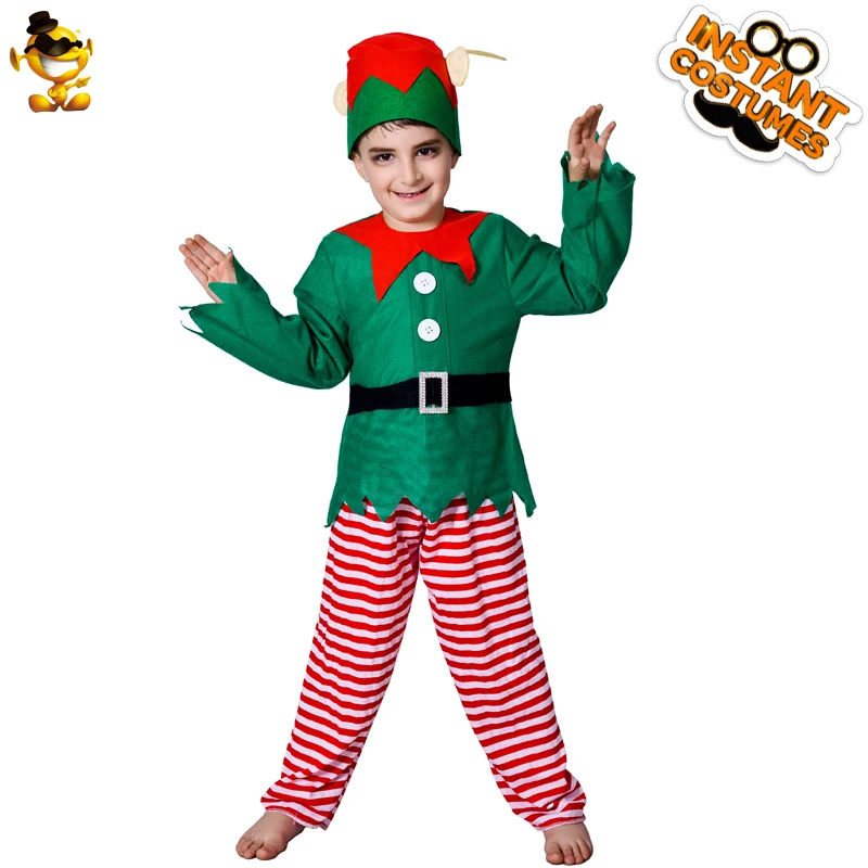 Chic and Lovely Boy Christmas Santa Claus Costume Christmas Special Clothing for Boys Green Elf Party Cosplay Costumes