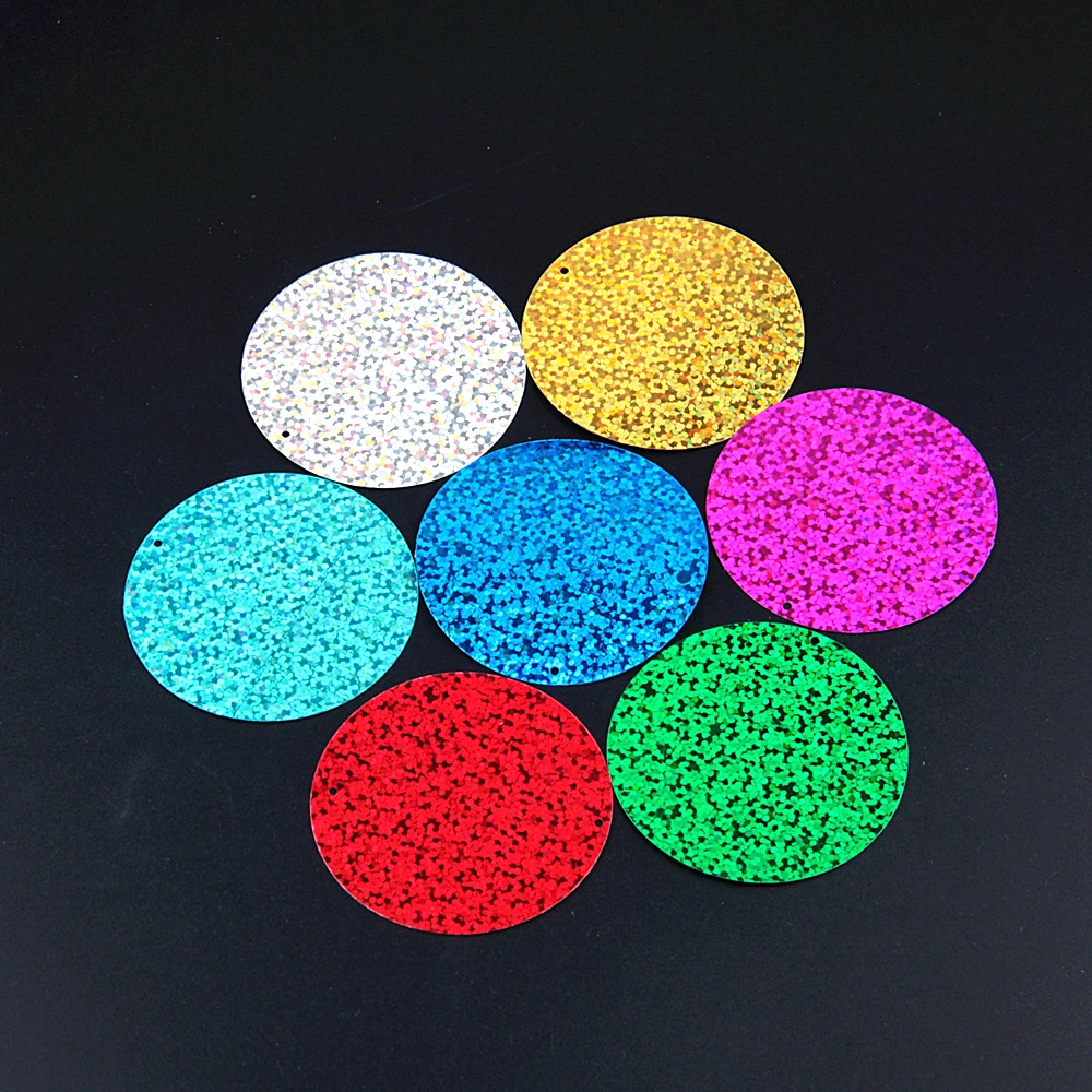 Pailettes 4cm Large Round Laser Sequins 40mm PVC Flat Loose Sequin Paillette Sewing Wedding Cloth Material Lentejuelas 10g